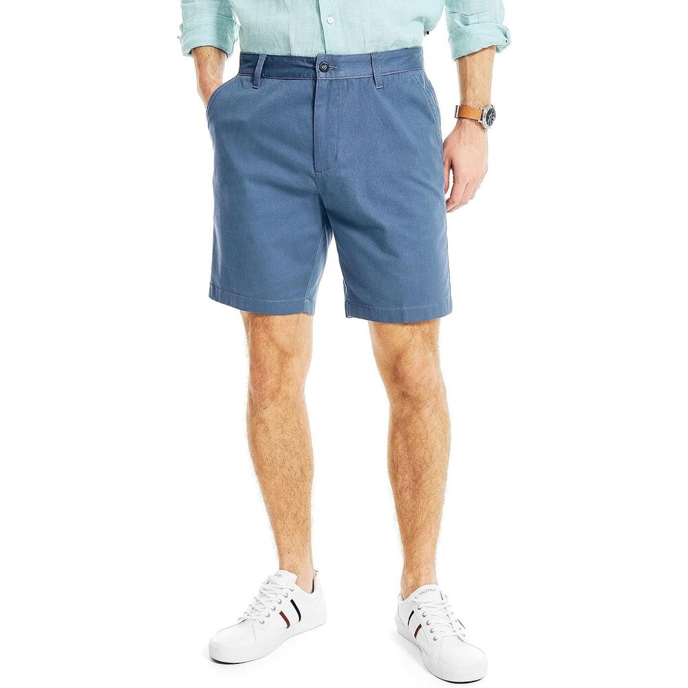 Nautica Men's Classic Fit Flat Front Stretch Solid Chino 8.5" Deck Shorts, 38